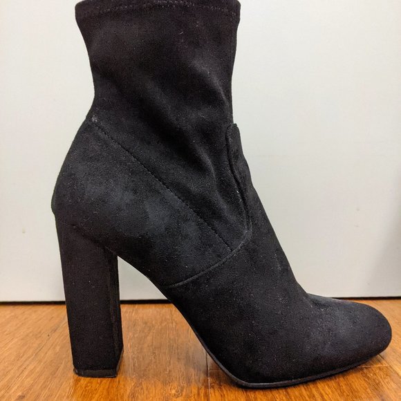 Black Suede Ankle Sock Boots - Picture 1 of 4